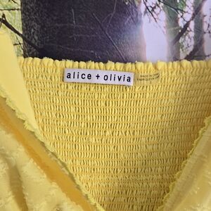 Alice + Olivia Yellow Smocked Top